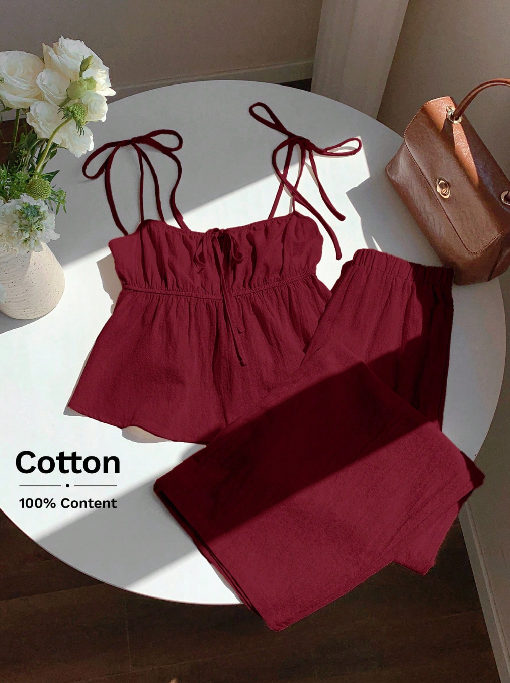 Conjunto Deep Wine Cotton™ – Sofisticado. Natural. Atemporal.