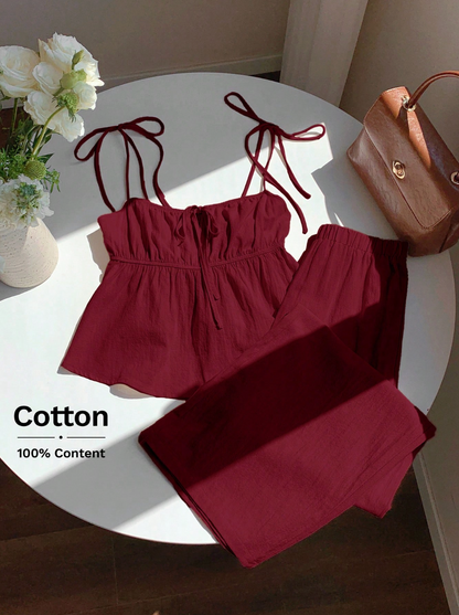 Conjunto Deep Wine Cotton™ – Sofisticado. Natural. Atemporal.