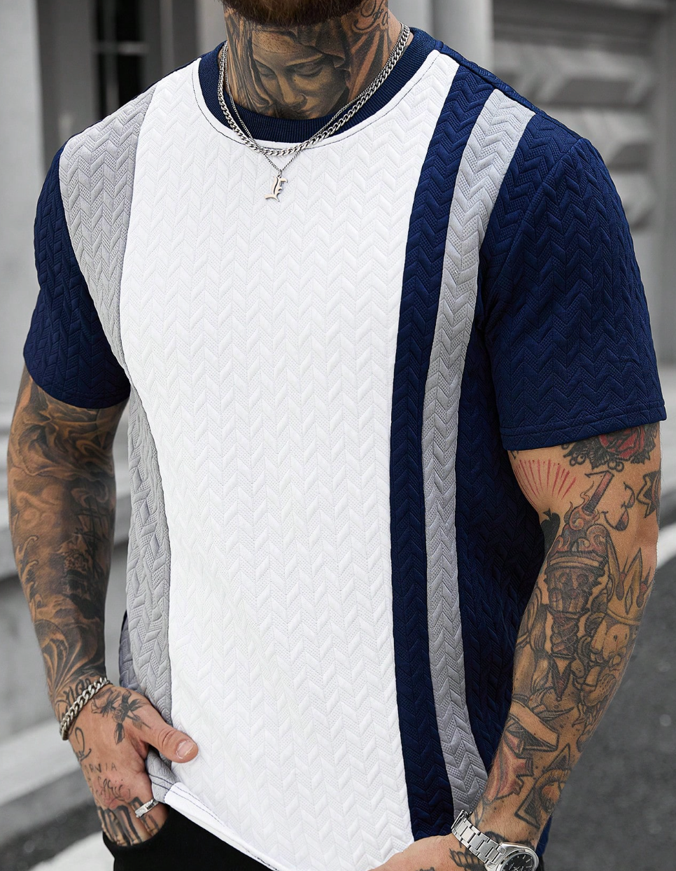 The Contrast Texture Tee — Sharp. Tactile. Iconic. Elevate Your Daily Rotation.